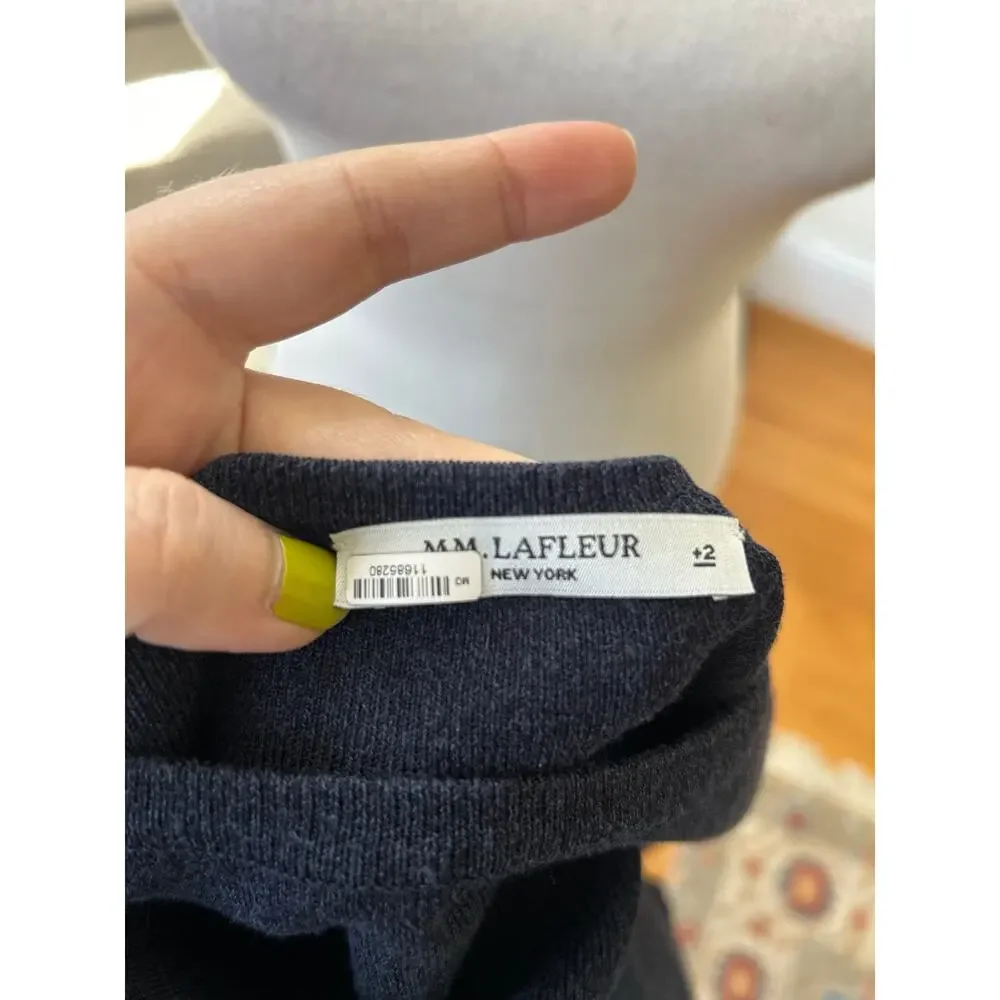 MM LaFleur Choe Navy Blue Crewneck Thick Knit Short Sleeve Top